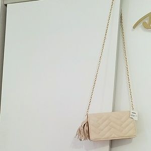 Beige Quilted crossbow bag